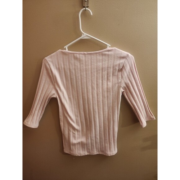 Free People Pink Central Park Button Down Sweater Ribbed Shirt Top Size S - Picture 4 of 5